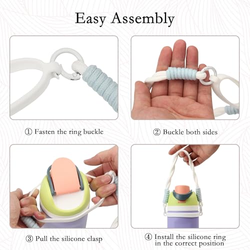 Bigwaves Silicone Handle Strap, Compatible Owala Freesip - Fits 16oz to 40oz, Water Bottle Carrier Grip Accessories for Running, Bike, Gym or Jogging (with Handle, White) - Image 2