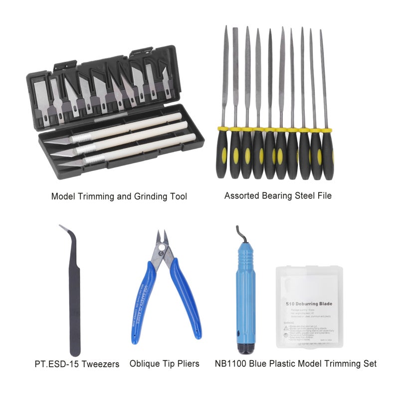 3D Printing Tool Kit: 13 Trimming Tools 10 Files Tweezers Pliers - Durable ABS High-Speed Steel Compact Design for Classroom Laboratory Educational Settings - Image 5