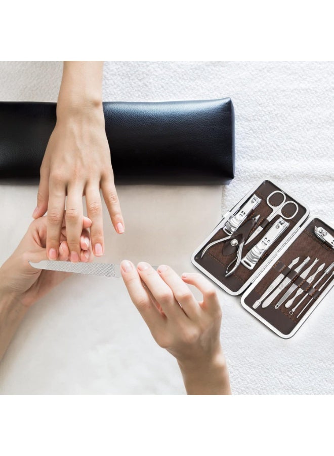 مجموعة مانيكير 12 في 1، مقص أظافر من الفولاذ المقاوم للصدأ، أدوات ملعقة أذن، أدوات مانيكير وباديكير مع حقيبة معدنية (ألوان حقيبة متنوعة) - Image 4