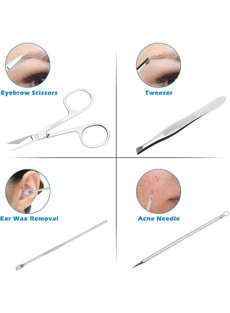 مجموعة مانيكير 12 في 1، مقص أظافر من الفولاذ المقاوم للصدأ، أدوات ملعقة أذن، أدوات مانيكير وباديكير مع حقيبة معدنية (ألوان حقيبة متنوعة) - Image 5