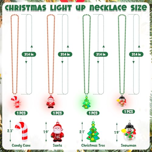 Traplace 4 Pack Christmas Party Favors Christmas Lights Necklace 4 Designs Colorful Light Up Christmas Necklace Ugly Sweater Party Xmas Decorations Safe Battery Operated Xmas Party Accessories for Adults - Image 5