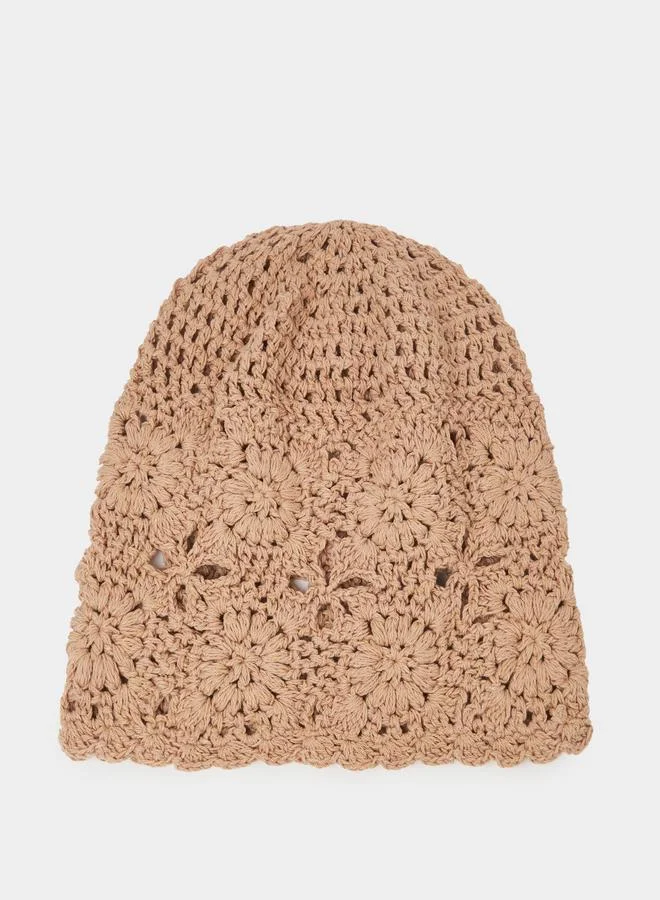 ستايلي Khaki Crochet Beanie