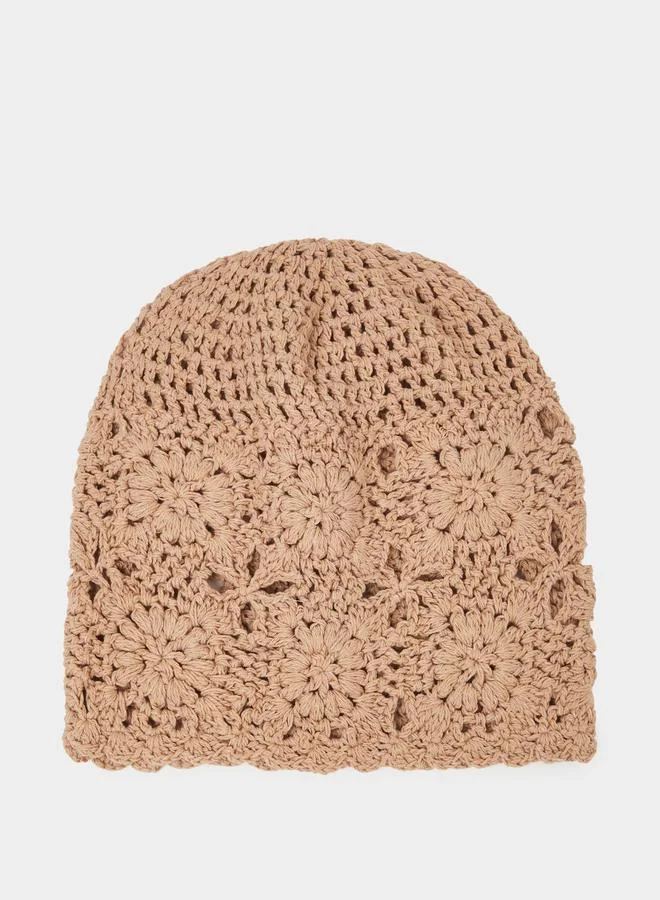 ستايلي Khaki Crochet Beanie