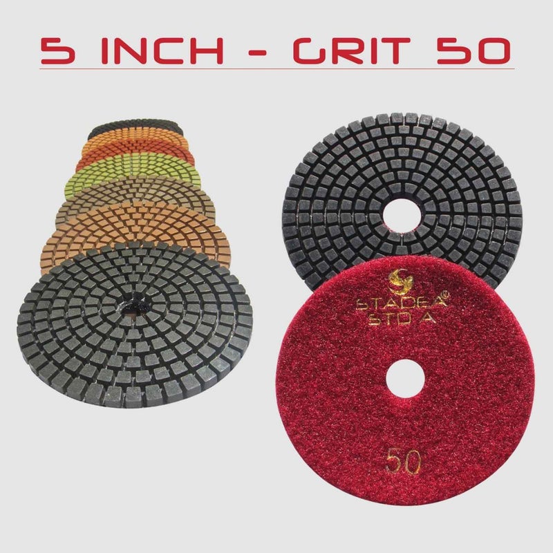STADEA Premium Grade Wet 5" Diamond Polishing Pads Set for Concrete Polish - Image 2