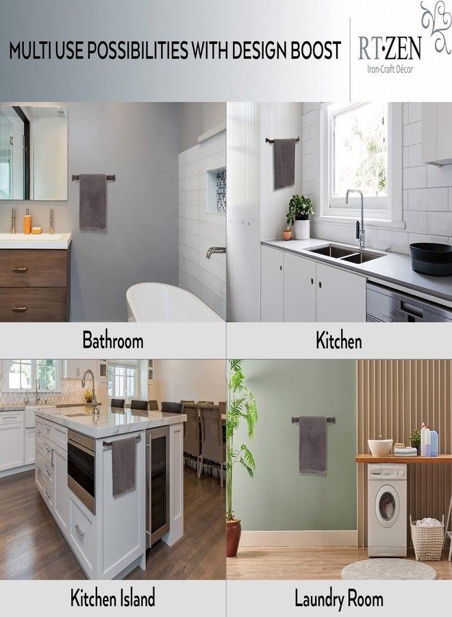 RTZEN Farmehouse Bathroom Towel Holder - Wrought Iron Matte Metal Black Towel Bar Wall Mount Rod - Handmade Home Decor Metal Kitchen Hanger Bar (17'' - Fits 14 Inch Towels) - Image 3