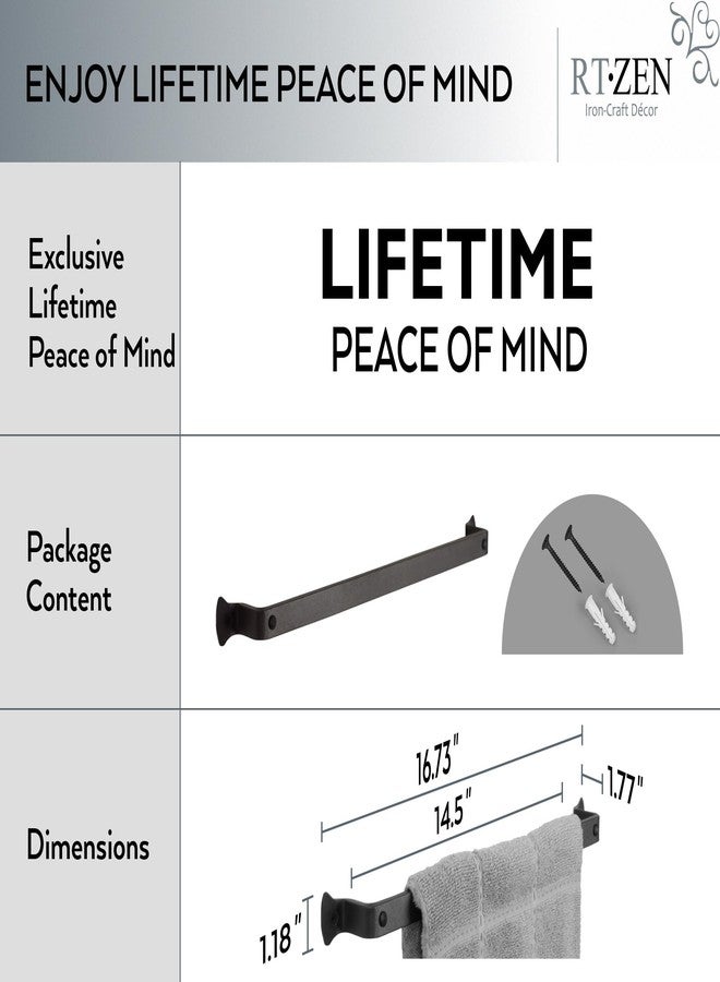 RTZEN Farmehouse Bathroom Towel Holder - Wrought Iron Matte Metal Black Towel Bar Wall Mount Rod - Handmade Home Decor Metal Kitchen Hanger Bar (17'' - Fits 14 Inch Towels) - Image 4