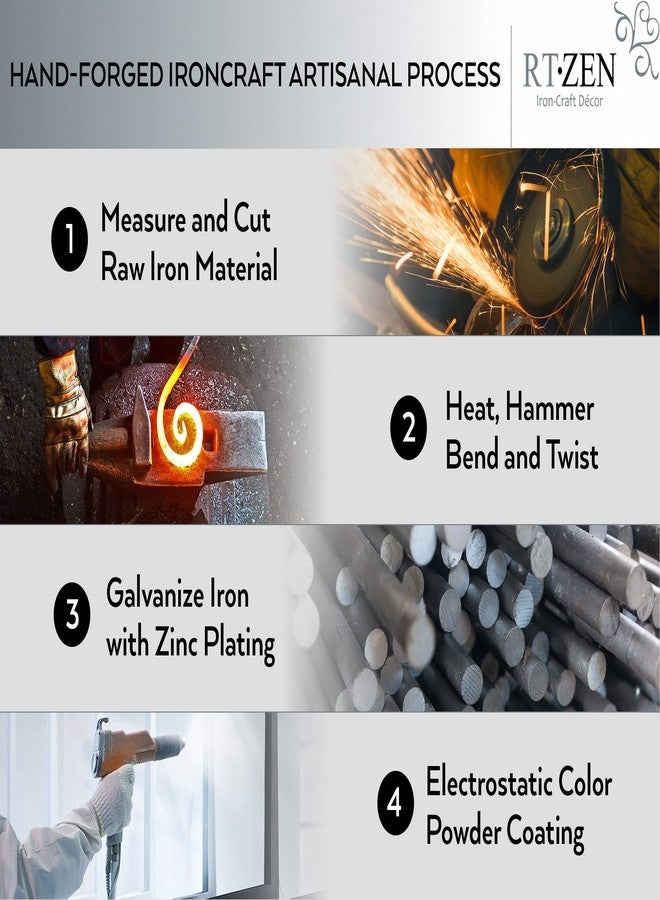 RTZEN Farmehouse Bathroom Towel Holder - Wrought Iron Matte Metal Black Towel Bar Wall Mount Rod - Handmade Home Decor Metal Kitchen Hanger Bar (17'' - Fits 14 Inch Towels) - Image 5