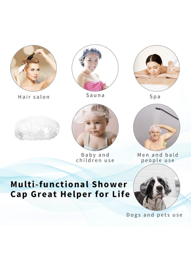 AIDIQIU Disposable Shower Caps 100 Pcs - Multi-Purpose Thickening Elastic Bath Cap Plastic Waterproof Clear Shower Caps Bath Shower Hair Caps Women Spa,Home Use, Hotel and Hair Salon, Portable Travel(18.1") - Image 3
