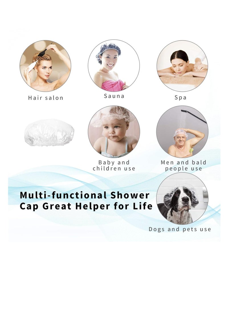 AIDIQIU Disposable Shower Caps 100 Pcs - Multi-Purpose Thickening Elastic Bath Cap Plastic Waterproof Clear Bath Shower Caps Women Spa,Home Use, Hotel and Hair Salon, Portable Travel  - Image 3