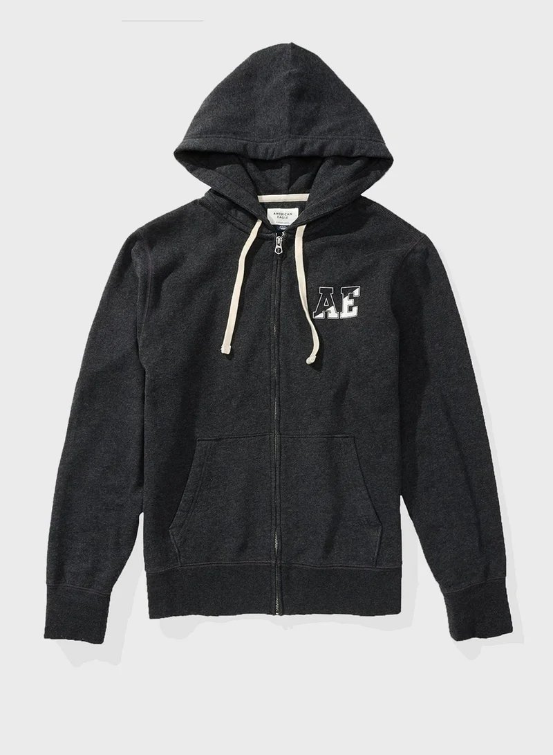 American Eagle Graphic Zip Through Hoodie