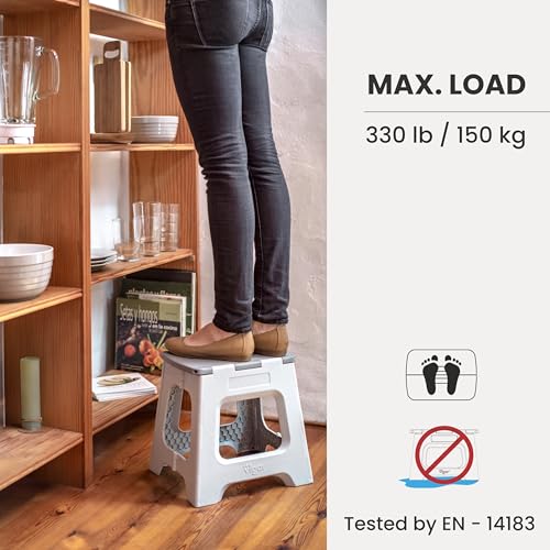 Vigar Compact Step Stool Foldable, 12-1/2-inch Step Stools for Adults up to 330 Pound, Lightweight Stool, Non-Slip Folding Step Stool, Gray - Image 5