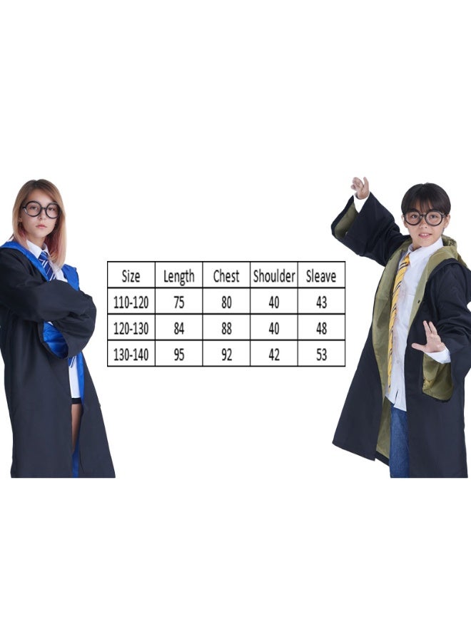 Home Smart Wizard Party Costume for Boys and Girls Wizard Robe with Tie Magic Wand Spectacle Frame and Badge for Themed Cosplay and Party Favor (Fire) - Image 2