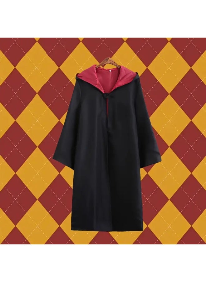 Home Smart Wizard Party Costume for Boys and Girls Wizard Robe with Tie Magic Wand Spectacle Frame and Badge for Themed Cosplay and Party Favor (Fire) - Image 4