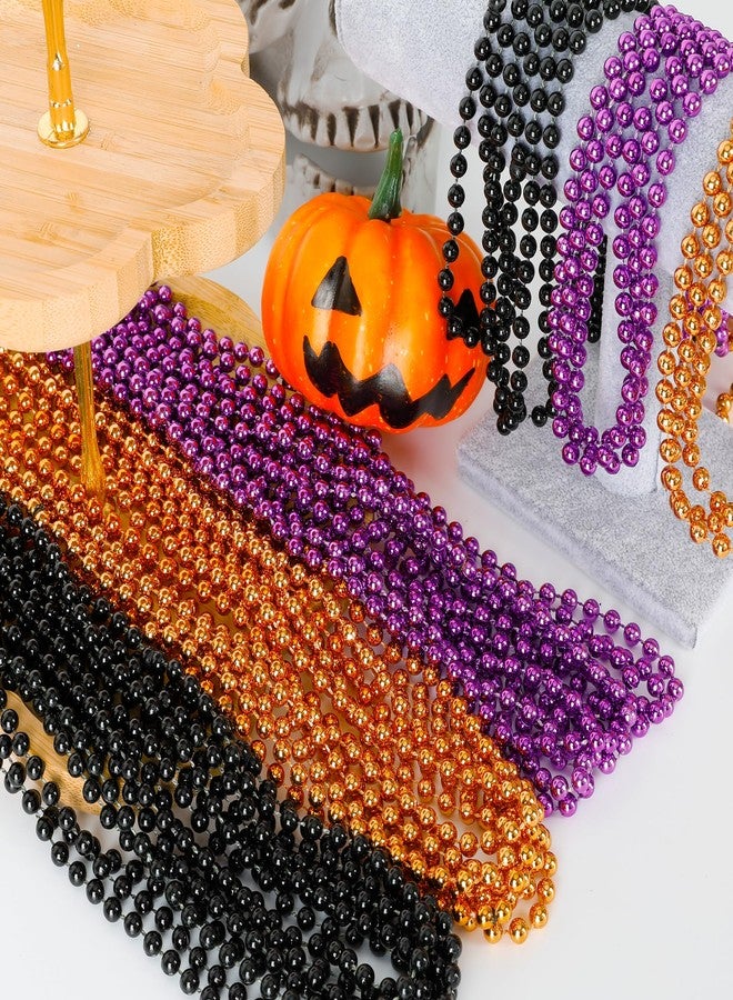 EOBOH 100PCS Halloween Bead Necklaces, Metallic Purple Black Orange Bead Party Favors, 33.07" Halloween Necklaces Women Men, Festival Parade Throw Accessories for Halloween Trick or Treat Accessories - Image 2