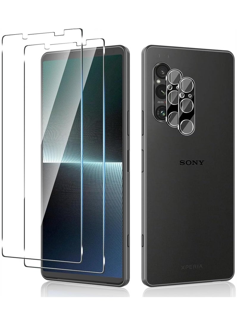 General [2 Pack] Compatible with Sony Xperia 1 VI Screen Protector + [2 Pack] Camera Lens Protector, Anti-Scratch 9H Hardness HD Tempered Glass Screen Protective Film  - Image 1