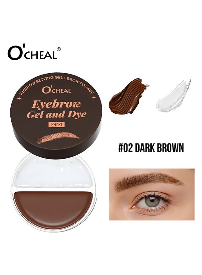 اوكيل جيل وصبغة الحواجب، مجموعة مكياج 2 في 1 مع جل الحواجب، شمع التشكيل وفرشاة مزدوجة، بوماد مقاوم للماء لملء وتفصيل الحواجب، جل تصفيف الحواجب الشفاف لرفع الحواجب المنفوخة والمكسوة بالريش #02 بني داكن - Image 2
