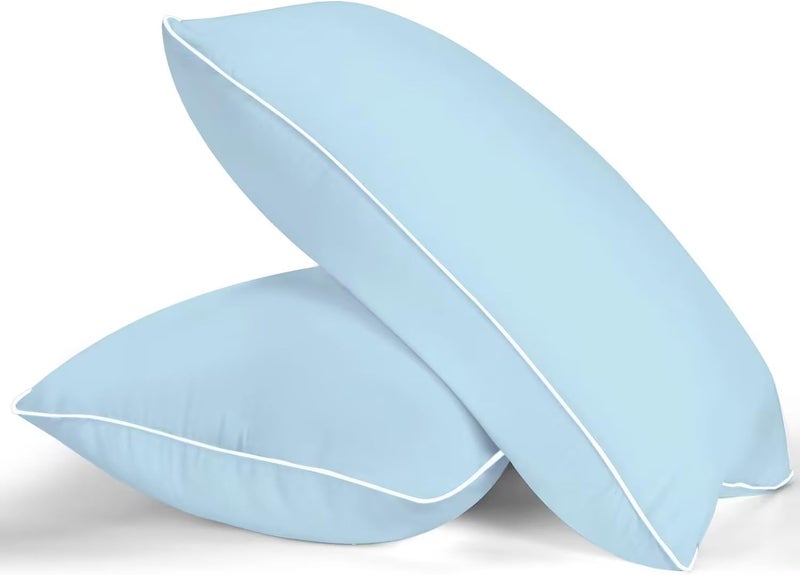 MZOIMZO Bed Pillows for Sleeping- King Size, Set of 2, Cooling Hotel Quality with Premium Soft Down Alternative Fill for Back, Stomach or Side Sleepers, Blue - Image 1