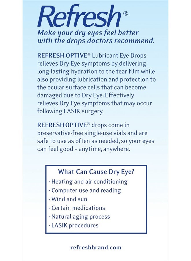 REFRESH Optive Lubricant Eye Drops, Preservative-Free, 0.01 Fl Oz Single-Use Containers, 60 Count - Image 3