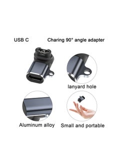 Y&D USB C Garmin Watch 90° Angle Adapter Connector, Type to Charging Right Converter Coupler, for Smartwatch/Bracelet, Blue Gray, Fenix 7 7X 5s, 2Pcs (Front Bend)  - Image 3