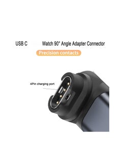 Y&D USB C Garmin Watch 90° Angle Adapter Connector, Type to Charging Right Converter Coupler, for Smartwatch/Bracelet, Blue Gray, Fenix 7 7X 5s, 2Pcs (Front Bend)  - Image 4