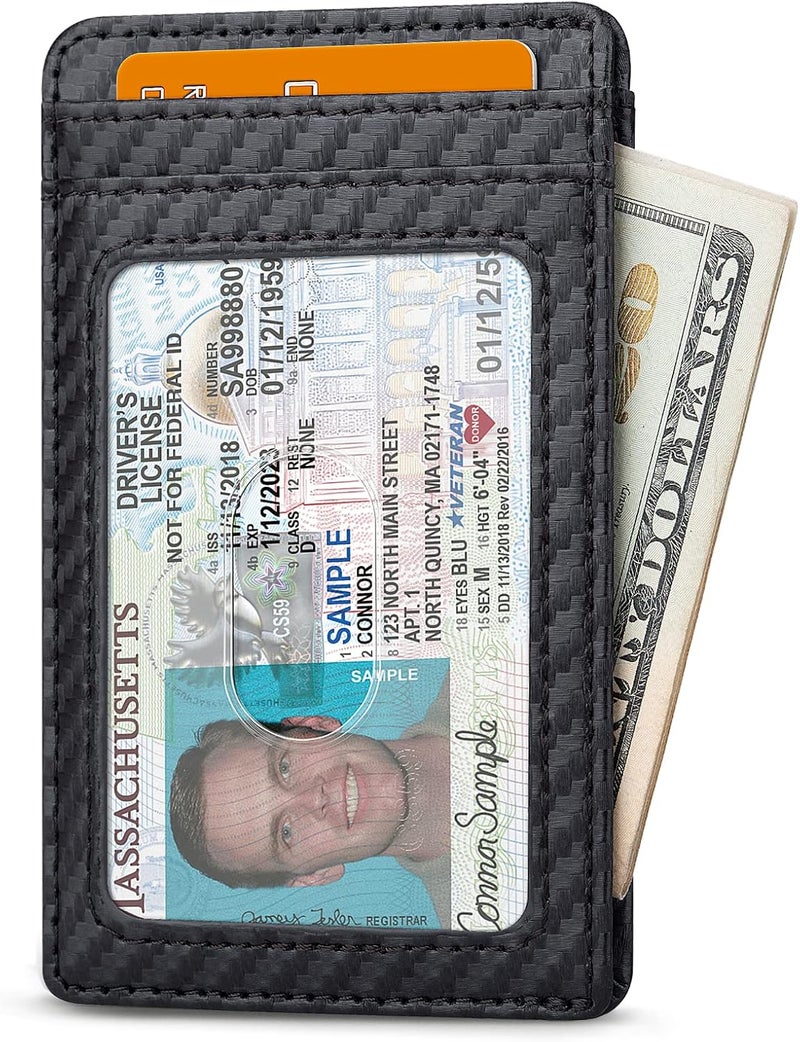 Buffway Mens Slim Wallet, Minimalist Thin Front Pocket Leather Credit Card Holder with RFID Blocking for Work Travel - Image 2