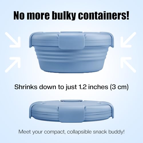 Slursh Collapsible Silicone Food Storage Container Box Set of 3, 700ml Leak-Proof BPA-Free Microwave Safe Flexible Stackable Lunch Box, Space-Saving Foldable Silicone Containers for Kitchen (Green) - Image 2