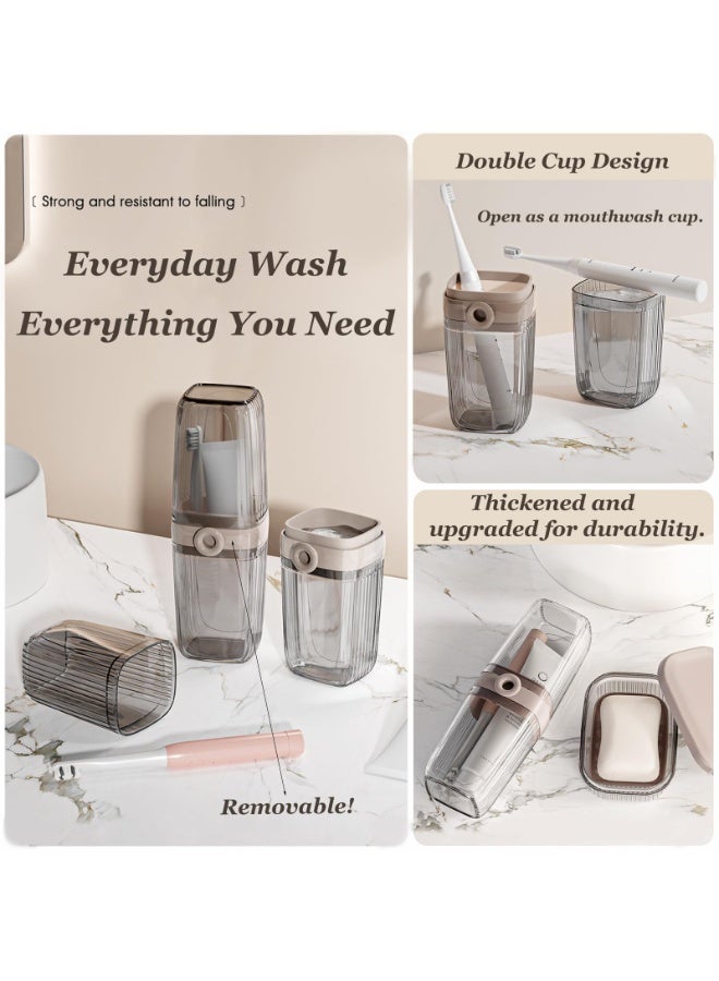 bdo Travel Toothbrush Case, 2 in 1 Dustproof Toothbrush Cover and Rinse Cup, Multifunctional Toothbrush Cup, Portable Toothpaste Travel Toothbrush Holder for Business, Camping, School, Trip - Image 3