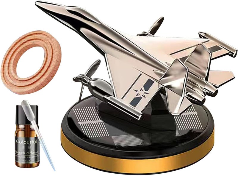cheekyglo Solar Aircraft Car Aromatherapy Decor with Essential Oil, Solar Energy Rotating Helicopter Design Aromatherapy Diffuser Car Air Freshener Essential Oil Diffuser for Car Office Home - Image 1
