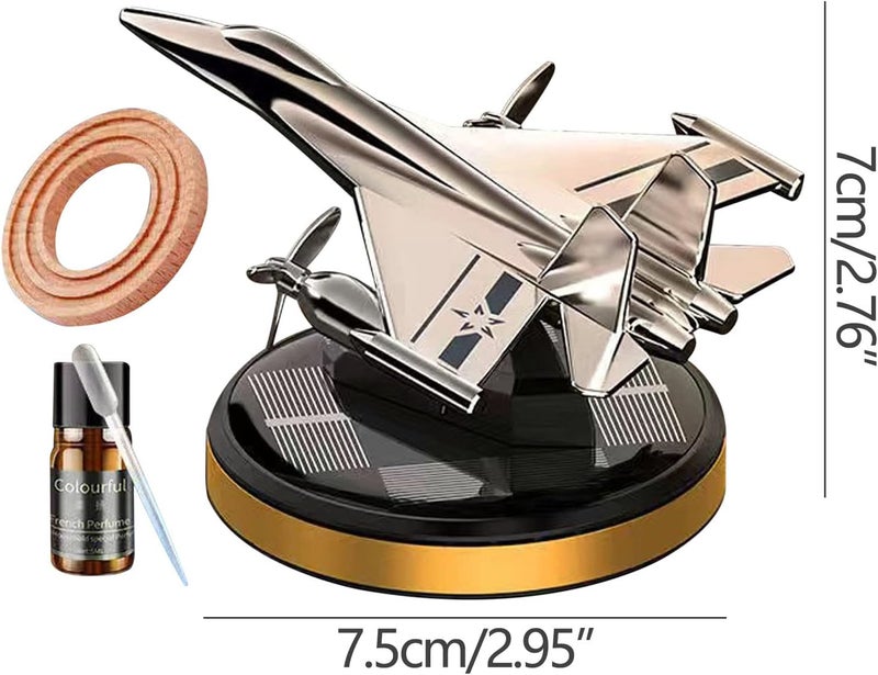 cheekyglo Solar Aircraft Car Aromatherapy Decor with Essential Oil, Solar Energy Rotating Helicopter Design Aromatherapy Diffuser Car Air Freshener Essential Oil Diffuser for Car Office Home - Image 3