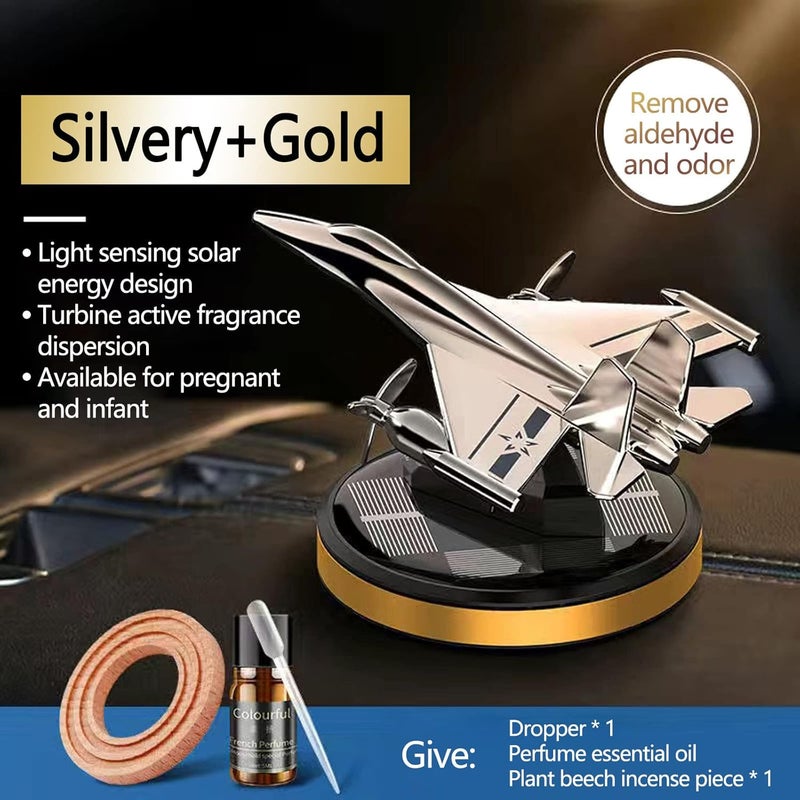 cheekyglo Solar Aircraft Car Aromatherapy Decor with Essential Oil, Solar Energy Rotating Helicopter Design Aromatherapy Diffuser Car Air Freshener Essential Oil Diffuser for Car Office Home - Image 2