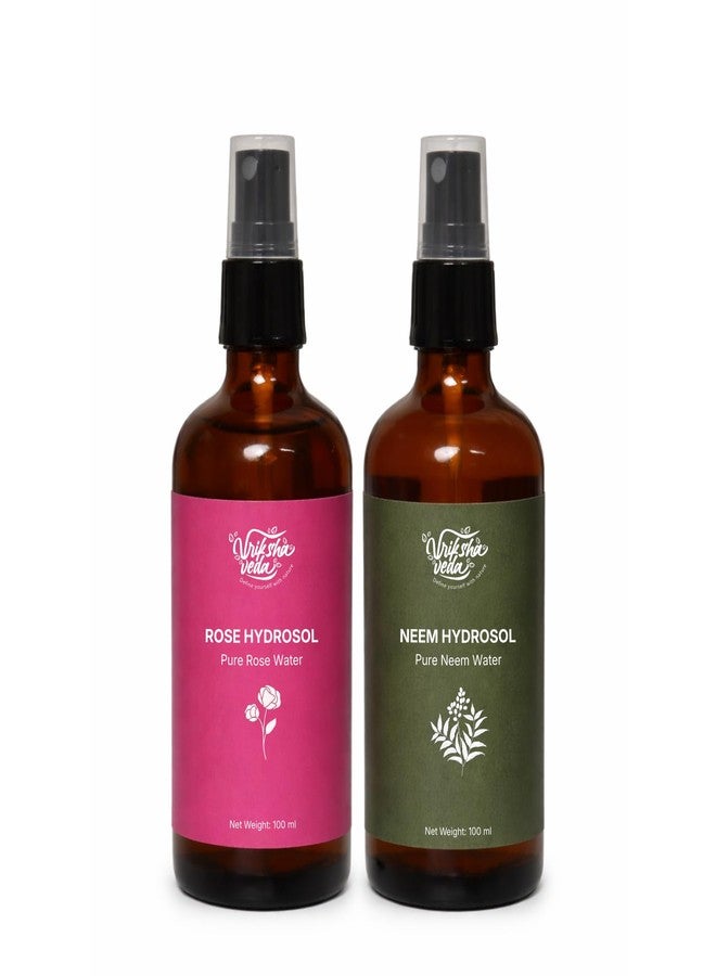 Vriksha Veda Rose Hydrosol & Neem Hydrosol Combo | 100ml Each - Image 1
