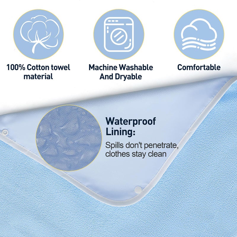 Easfreeat 2 Pack Adult Bibs for Women, Men, Elderly - Waterproof Reusable Large Bibs with Crumb Catcher Pockets, Bib For Eating, Feeding Adult Bib For Women Elderly Men Senior Citizens Gifts(Washable)(Blue) - Image 3