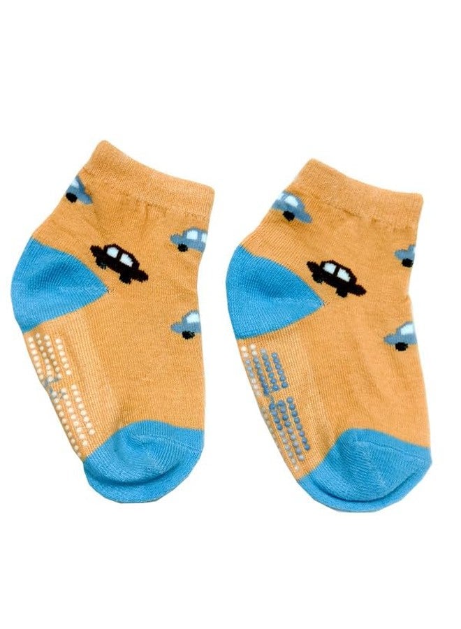 MIKONIKO Non Slip Toddler Socks with Grip Boys Girls 6 Pairs Anti Skid Crew Socks Baby Kids_1-2 Years - Image 2