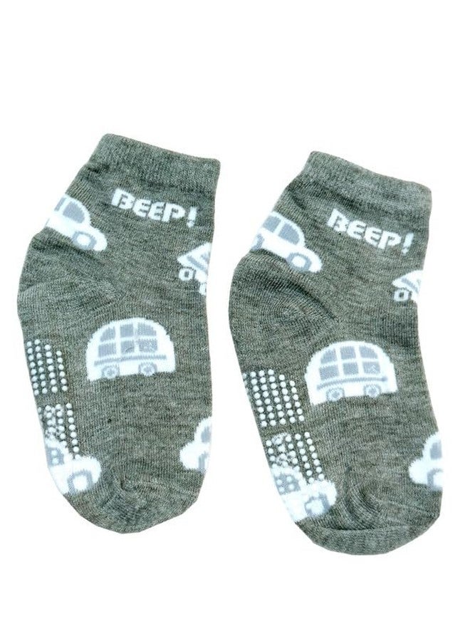MIKONIKO Non Slip Toddler Socks with Grip Boys Girls 6 Pairs Anti Skid Crew Socks Baby Kids_1-2 Years - Image 3