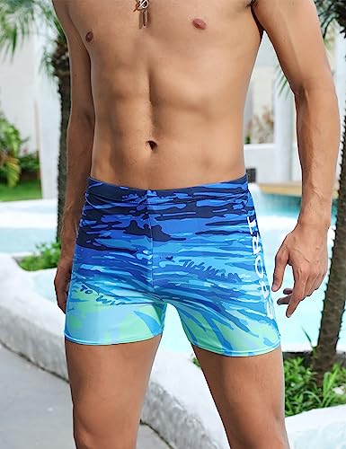 KANAV 3 Pack Men's Athletic Square Leg Swimsuit Jammers Durable Compression Swim Briefs Training Bathing Swimming Shorts - Image 2