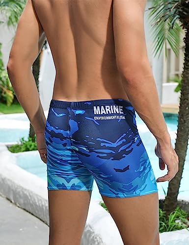 KANAV 3 Pack Men's Athletic Square Leg Swimsuit Jammers Durable Compression Swim Briefs Training Bathing Swimming Shorts - Image 3