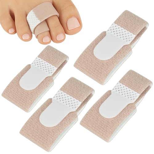 ViveSole Broken Toe Wrap (4 Pack) - Hammer Toe Corrector-Compression Cushion for Women, Men and Seniors-Reusable and Soft Big Crooked Toe Splint - Overlapping Pain Relief Separator Bandage, Nylon - Image 1