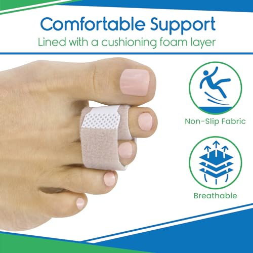 ViveSole Broken Toe Wrap (4 Pack) - Hammer Toe Corrector-Compression Cushion for Women, Men and Seniors-Reusable and Soft Big Crooked Toe Splint - Overlapping Pain Relief Separator Bandage, Nylon - Image 5