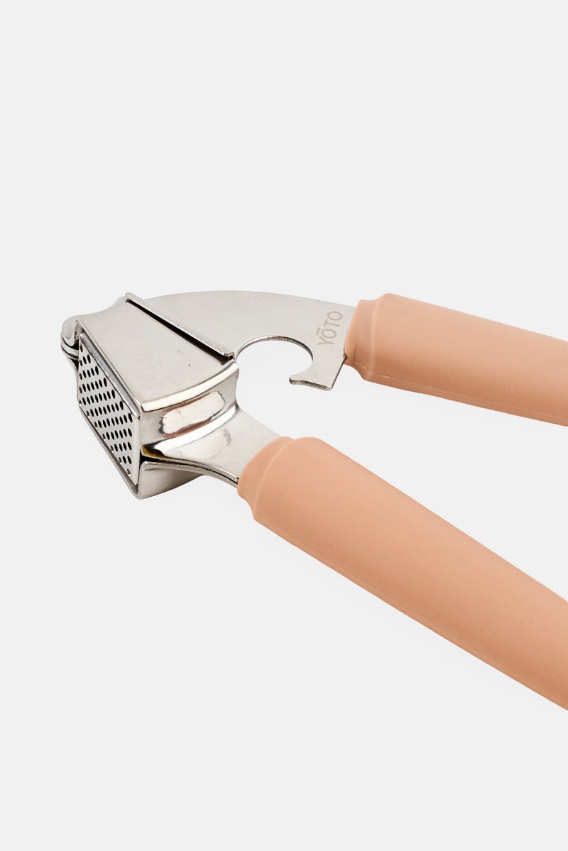 YOTO Stainless Steel Garlic Press, Peach - Image 3