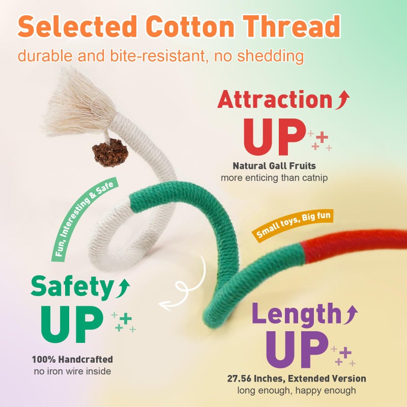 TEAWOO Cat Toys Chew Ropes 3Pcs with Natural Catnip, Safe Teeth Cleaning Toy for Indoor Kittens, Interactive Cat Kitty Toys for All Breeds (27.56 Inches, 3 Bags of Catnip Included) - Image 3