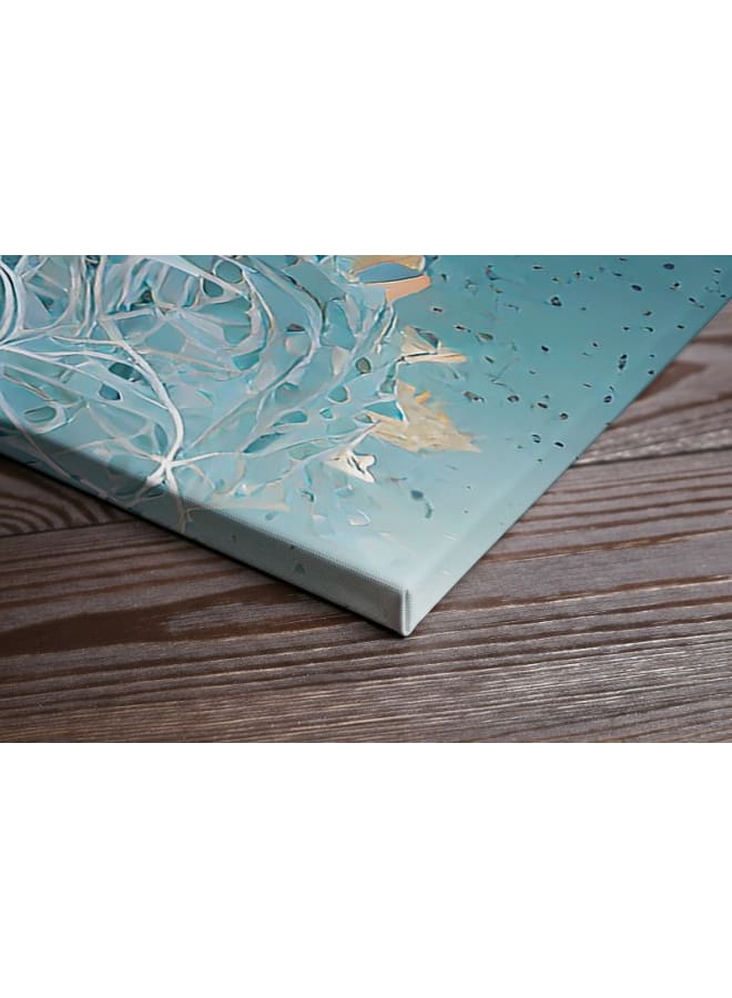 هوم جاليري لوحة فنية جدارية مطبوعة على قماش من ماندالا زرقاء وذهبية معقدة على خلفية زرقاء داكنة - Image 3