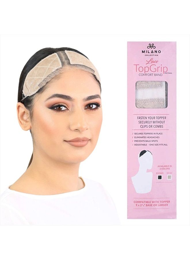 MILANO COLLECTION Lace TopGrip: No-Slip Comfort Band for Securely Wearing Lace Front Wigs, Wig Grips, Wig Caps & Glueless Wig Bands, Size Large, Beige - Image 1