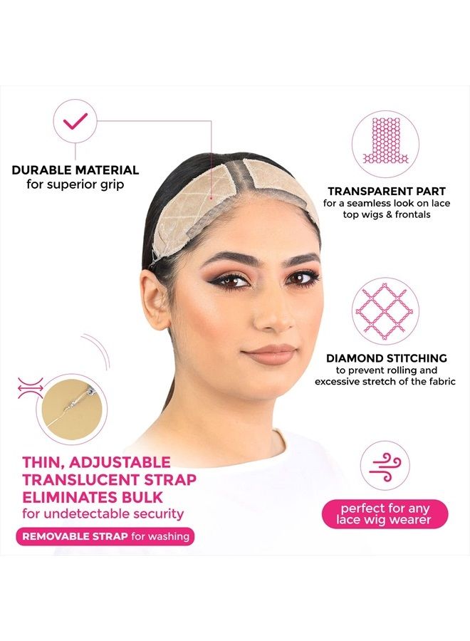 MILANO COLLECTION Lace TopGrip: No-Slip Comfort Band for Securely Wearing Lace Front Wigs, Wig Grips, Wig Caps & Glueless Wig Bands, Size Large, Beige - Image 3