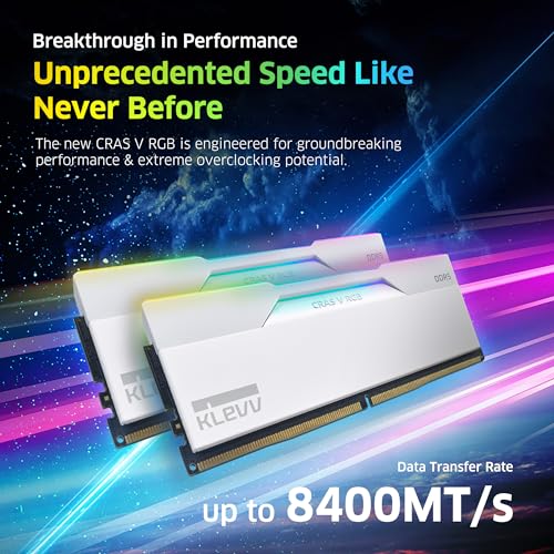klevv ذاكرة كليف CRAS V RGB DDR5 سعة 32 جيجابايت (2x16 جيجابايت) 6400 ميجاهرتز CL32 من SK Hynix A-Die 1.35 فولت للعب على سطح المكتب - أبيض (KD5AGUA80-64A320J) - Image 3