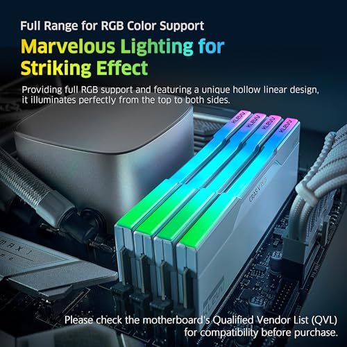 klevv ذاكرة كليف CRAS V RGB DDR5 سعة 32 جيجابايت (2x16 جيجابايت) 6400 ميجاهرتز CL32 من SK Hynix A-Die 1.35 فولت للعب على سطح المكتب - أبيض (KD5AGUA80-64A320J) - Image 4