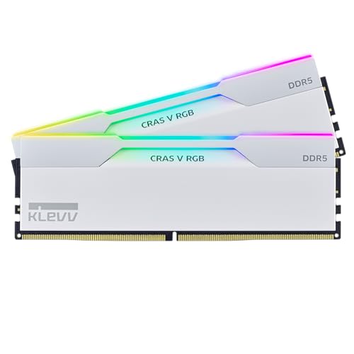 klevv ذاكرة كليف CRAS V RGB DDR5 سعة 32 جيجابايت (2x16 جيجابايت) 6400 ميجاهرتز CL32 من SK Hynix A-Die 1.35 فولت للعب على سطح المكتب - أبيض (KD5AGUA80-64A320J) - Image 1