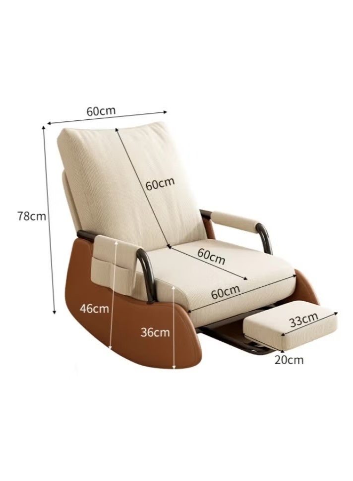 Old_Feller Modern rocking chair, Modern style rocking armchair with footrest and side pockets, Three-position adjustable upholstered high back rocking chair, Lounge chair for balcony, Lazy sofa chair for lounge living room bedroom patio garden （Gery/Brown）  - Image 5