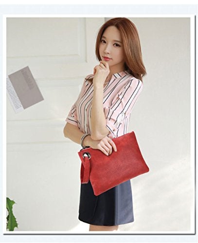 DIHKLCIO Evening Bags Purse Envelop Clutch Chain Shoulder Womens Wristlet Handbag Foldover Pouch Grey Blue Large - Image 5