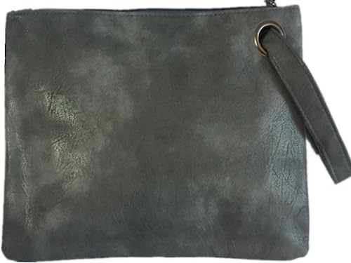 DIHKLCIO Evening Bags Purse Envelop Clutch Chain Shoulder Womens Wristlet Handbag Foldover Pouch Grey Blue Large - Image 1