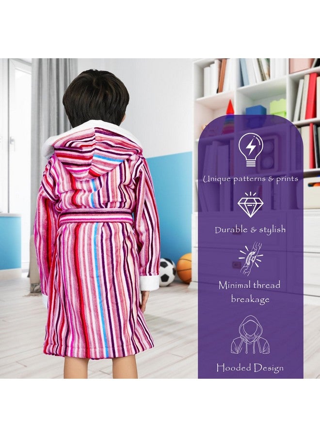 RANGOLI SOFT ABSORBENT DURABLE TOWELS Rangoli Tonal 100% Cotton Bathrobe For Kids - Pink | 400 GSM Ultra soft, Super Absorbent Hooded After Swimming Bath Robe for Boys & Girls | Unisex Bathing Gown For Children - 11-12 Years Old - Image 3